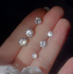 S925 sterling silver earrings for men and women zircon ear hole sleeping free zircon rhinestone small earbone nail