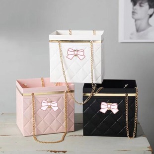 Real Fragrant Bag Valentine's Day Flowers Handbag Folding Flower Box Floral Box Packing Material Flower Bundle Flower Box Flower Shop