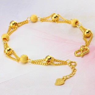 Copper gold-plated sand bead bracelet Vietnam sand gold bead jewelry new creative transfer bead European coin bracelet trembles live