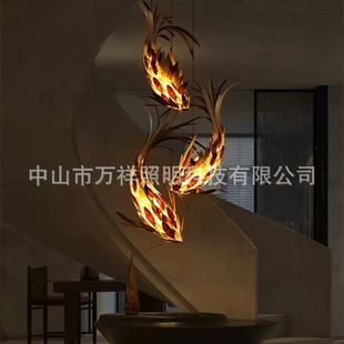 Fish-shaped chandelier Chinese restaurant hot pot restaurant modeling lamp Japanese style high creative hotel lobby dining fish lamp