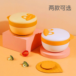 316 Stainless Steel Rice Bowl Anti-fall Baby Food Bowl Cartoon Tableware Water Injection Baby Learning Heat Preservation Bowl Household Constant Temperature
