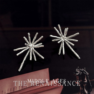 vintage Light Antique Three-dimensional Fireworks Earrings Retro Light Luxury Ear Studs Niche High-end 925 Silver Needle Earrings