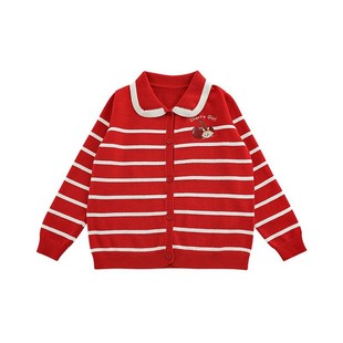 Wuri Boyi Girl's Mori Contrast Sweater Cardigan Jacket 2025 Spring Children's Rib Knit Sweater Fashion