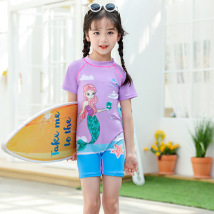 2024 New Children's Swimwear Girls' one-piece Middle and Big Children's Swimwear Children's Quick-drying Sunscreen Hot Spring Baby Swimwear
