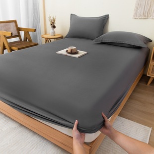 Solid color brushed single fitted sheet comfortable skin-friendly cotton single double bedspread bed sheet dustproof protective bedding wholesale