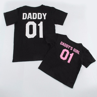 ins AliExpress Ebay Amazon Loose DADDY'S GIRL Printed Mother-daughter Father-son T-shirt
