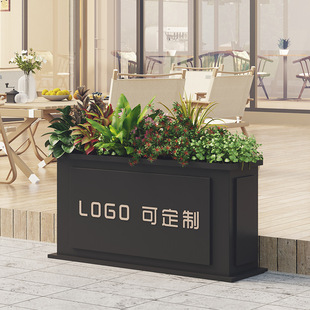 Outdoor stainless steel flower box combination square sales department commercial street partition flower bed outdoor fence iron flower trough rack
