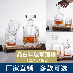 Spot Supply Whiskey Wine Set Square Bottle Plaid Set Amazon Hot Selling Crystal Glass Wine Bottles