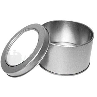 Factory spot supply frosted tinplate box round window aromatherapy candle jar silver candy jewelry iron box