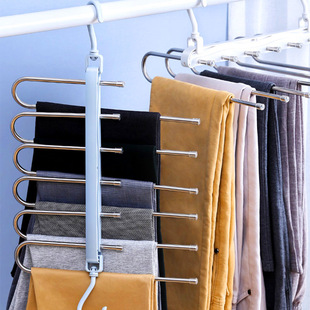 Foldable pants rack household non-slip multifunctional hanger pants rack wardrobe storage rack seamless Internet celebrity pants clip