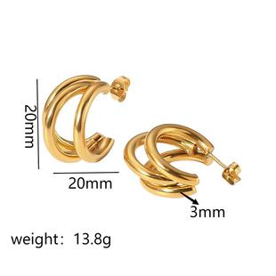 INS Internet Celebrity Same Ear Ring 18k Gold Three-wire Ear Ring Earrings Light Luxury Stainless Steel Earrings Earrings in stock Wholesale