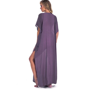 Wholesale cross-border rayon embroidered beach blouse robe seaside vacation sun protection shirt bikini swimsuit blouse