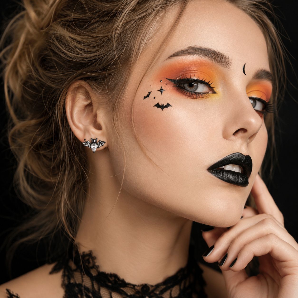 Cross-Border Halloween Bat Diamond-Studded Earrings, Dark Style, Personalized Trendy Zircon Earrings, Party Accessories
