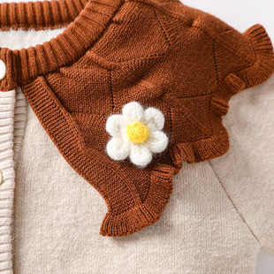 New Autumn and Winter Girls' Cardigan Coat Knitted Mori Girl Baby Autumn fleece-lined Thickened Children's Sweater suit