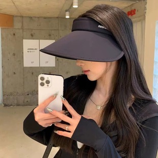 Double-sided ice silk hat for women 2024 new summer outdoor big brim sun protection hat empty top hat breathable sun hat