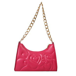 Commuting Casual Heart Indentation Fashion Trendy Foreign Style 2023 Personalized Chain Cross-border Single Shoulder Armpit Small Square Women's Bag