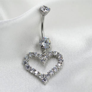 Hot Girl Sexy Love Zircon Belly Button Nail Thin Rod Thick Rod Belly Button Nail Umbilical Ring Titanium Steel Perforating Tattoo Puncture Jewelry