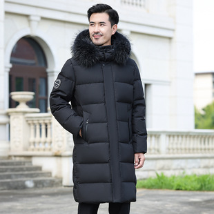 2024 Long Over-The-Knee Northeastern Thickeneded down Jacket for Men, Middle-Aged and Elderly New White Duck down Jacket Dad Outfit