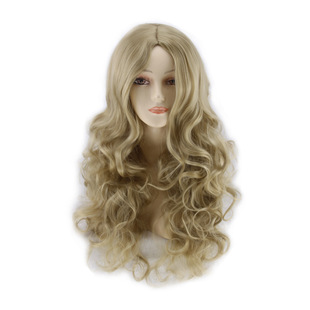 European and American Cross-border Cinderella Wig Long Curly Hair Mid Blonde Wig Stage Performance Cinderella cosplay