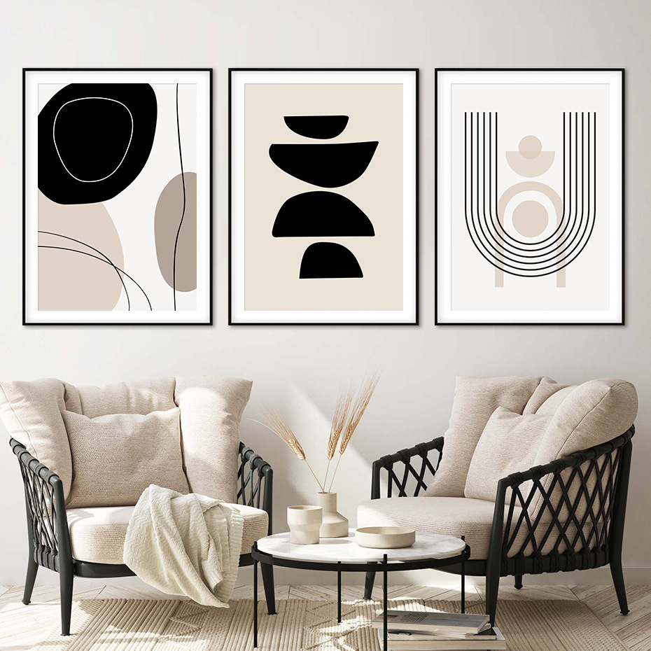 Amazon Bohemian Style Living Room Decorative Painting Abstract Black and White Sofa Background Wall Hanging Painting Bedroom Entrance Hanging Painting