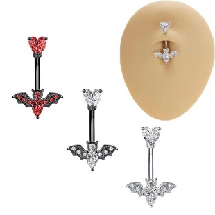 European and American Cross-border Hot Bat Series Piercing Jewelry Long Rod Earrings Zircon Navel Nose Ring Earrings 5-piece Set