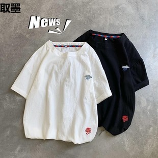 Men's Half Sleeve Linen T-shirt Cotton Linen Short Sleeve Chinese Style Linen Material Top Half Sleeve Loose T-shirt plus size T-shirt Men's Wear