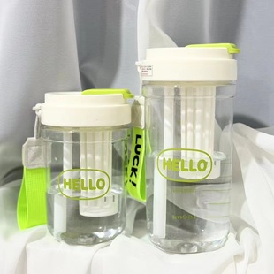 With tea-proof cup 2024 new female high-value cup summer high-temperature portable student male plastic sippy cup