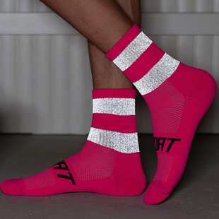 13-color men's and women's mid-tube night reflective road bike cycling socks quick-drying running outdoor hiking fitness exercise