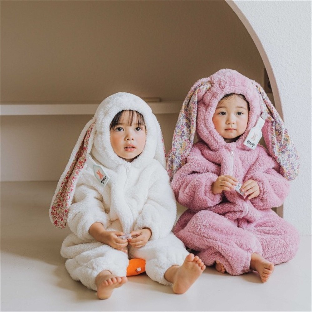 Bahor/Qish Chaqaloq Qiz/O'g'il Bola Quyoncha Onesie Lazy Fermuarli Yangi tug'ilgan Chaqaloq Kapşonli Pijamalar Koreyscha uslubda