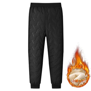 Winter fleece-lined Thickened Lamb Velvet Sports Pants Warm Cotton Pants Men's Outer Wear Loose Windproof Cold-proof Casual Pants