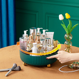 Nordic Cosmetics Rotating Storage Plate Kitchen Seasoning Bottle Multifunctional Storage Rack Household Desktop Fruit Turntable