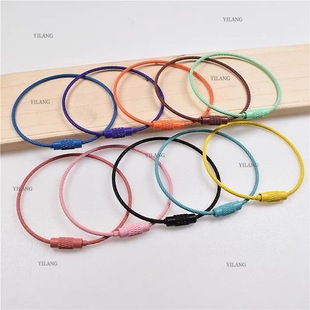 Stainless Steel Paint Colorful Wire Rope Key Ring Buckle Pendant Metal Ring Key Chain Billboard Hanging Chain