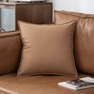 Technology Cloth Pillow Light Luxury High-grade Sofa Living Room Bedside Office Leather Pillow Cushion Selected Pillowcase