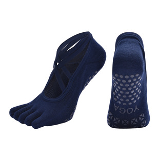 [Double Cross Strap] Five-finger Non-slip Dance Dancing Pilates Instructor Student Yoga Fitness Women's Socks