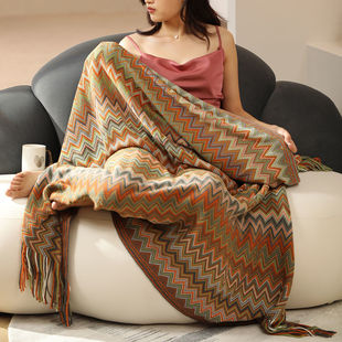 Bohemian blanket office lunch break blanket B & B blanket bed tail blanket towel tassel thickened blanket sofa blanket