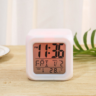 Cube Light table clock multifunctional bedside study exam clock colorful lazy home small alarm clock cross-border