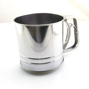 Spot Amazon stainless steel flour sieve large semi-automatic hand-held Cup powder filter powder sieve cup baking tool