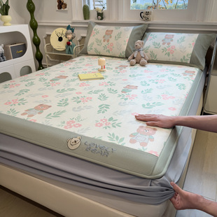 Class a Summer Ice Silk Mat Bed Sheetss, Washable Ice Silk Mat Three-Piece Set, Foldableable Household Summer Rattan Mat