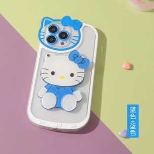 Mirror Phone Case Hello Kitty Portable Rotary Makeup Mirror Creative DIY for Apple 15pro 14/16