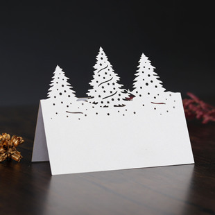 Export in stock Christmas Handwritten Decorative Table Cards Holiday Cards Kraft Paper Christmas Tree Laser Seat Cards Wholesale