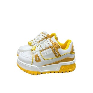 Soft Leather Casual Thick-soled Height-increasing White Shoes Big Toe Bread Color-matching Chubby Dingchoumeng Chubby Puffy Women's Women's Platform Shoes