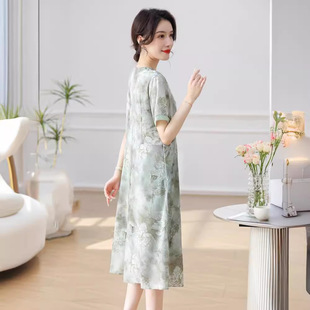 Мама летний новый китайский стиль улучшенное платье cheongsam роскошное 2024 новое платье среднего и пожилого возраста женское лето