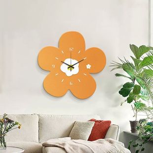 Simple wall hanging clock clock hanging wall guest restaurant creative flower bedroom pastoral style room decoration silent clock