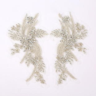 in stock handmade nailed lace floral cloth sticker headscarf wedding dress accessories DIY patch clothing accessories