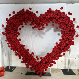 Source Factory Simulation Cloth Bottom Red Heart Arch Rose Arch Wedding Background Net Red Card Background