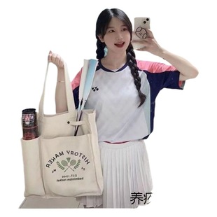 Badminton Racket Bag Sports Fitness Large Capacity Canvas Bag Single Shoulder Women's New High Color Portable Tennis Bag