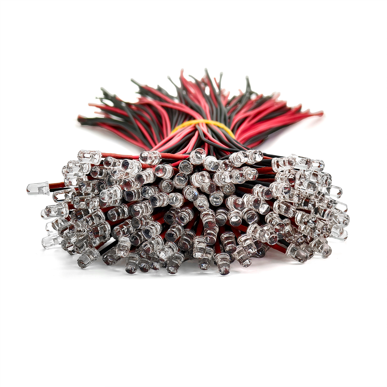 LED lamp beads emit red light with line highlight LED 5mm lamp beads welding line processing with line led indicator light