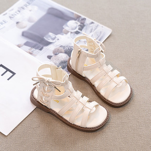 2025 New Girls' Roman Sandals Open Toe Summer Children's Shoes Princess Shoes Soft Sole Baby Beach Shoes High Barrel