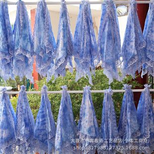 Yunnan Dali Jiang tie dye blue dye handmade hairband national wind tie dye headdress headscarf factory direct wholesale