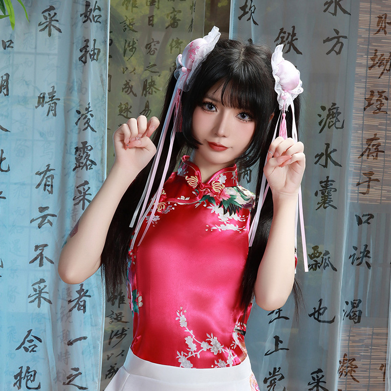 Morning Desire Lingerie Chinese Style Cheongsam Pure Desire Uniform Female Temptation Open-Crotch Role Play Maid Outfit Mesh